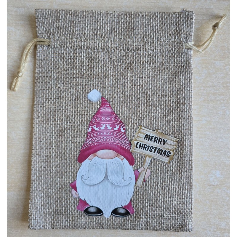 Geschenk Jute Beutel Wichtel pink 4