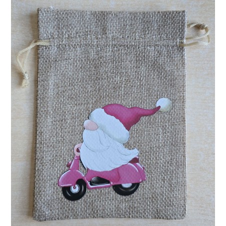 Geschenk Jute Beutel Wichtel pink 5