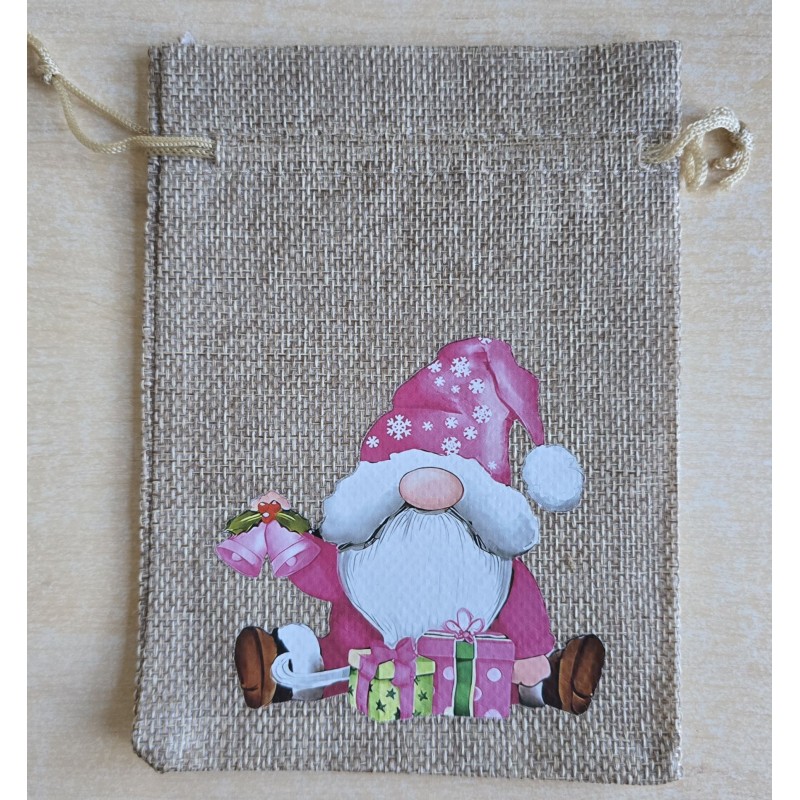 Geschenk Jute Beutel Wichtel pink 6