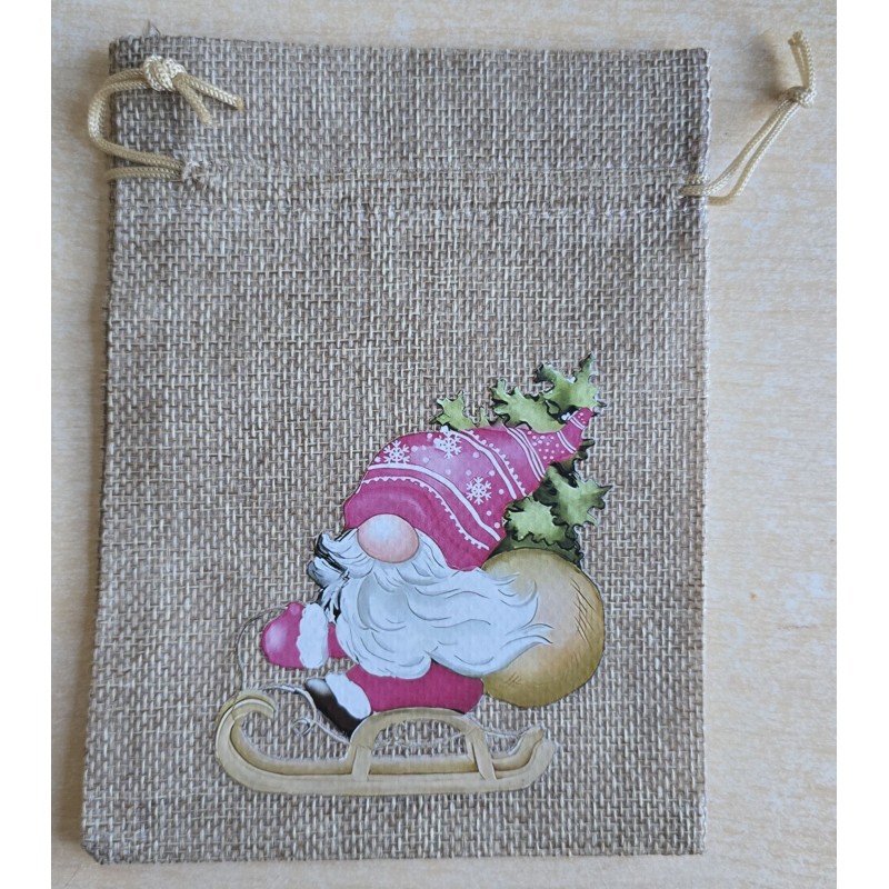 Geschenk Jute Beutel Wichtel pink 7