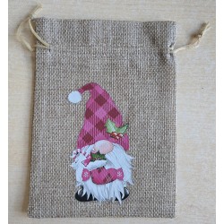 Geschenk Jute Beutel Wichtel pink 10