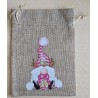 Geschenk Jute Beutel Wichtel pink 11