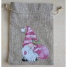 Geschenk Jute Beutel Wichtel pink 12