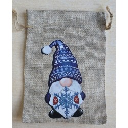 Geschenk Jute Beutel Wichtel blau 1