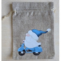 Geschenk Jute Beutel Wichtel türkis 1