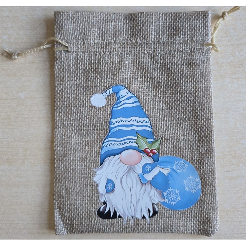 Geschenk Jute Beutel Wichtel türkis 2