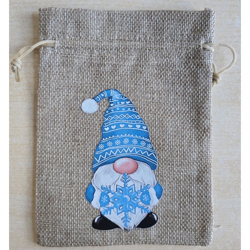 Geschenk Jute Beutel Wichtel türkis 9