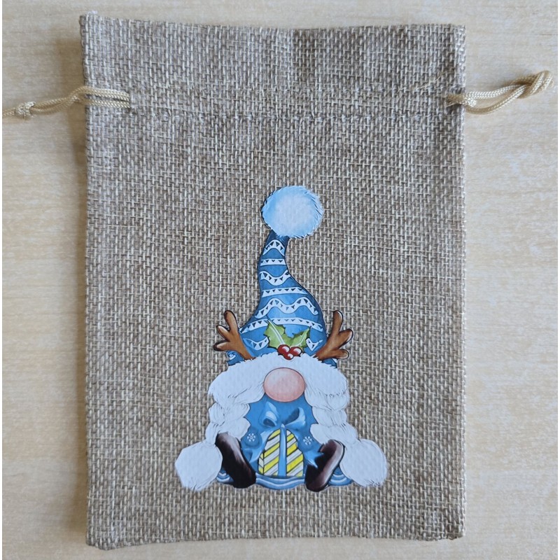 Geschenk Jute Beutel Wichtel türkis 11