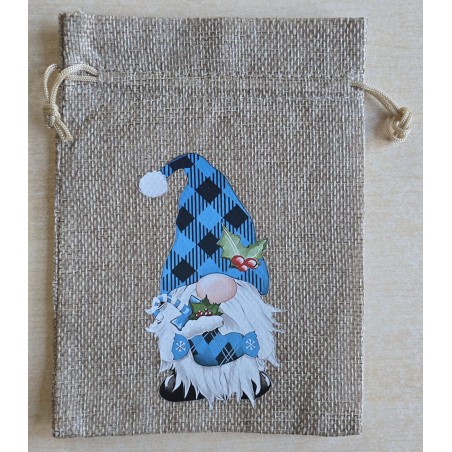Geschenk Jute Beutel Wichtel türkis 12