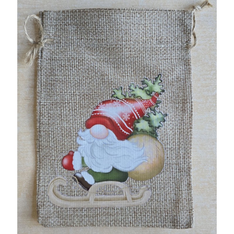 Geschenk Jute Beutel Wichtel rot 2