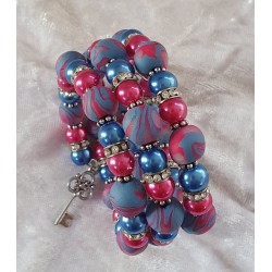 Wickelarmband pink/blau