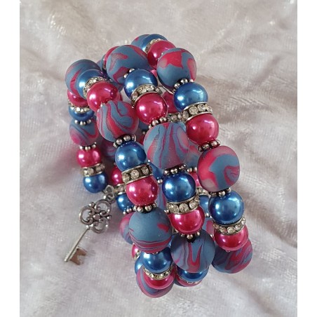 Wickelarmband pink/blau