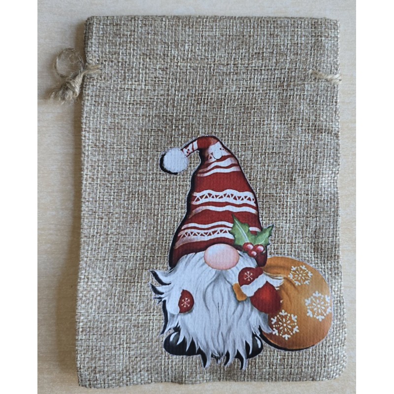 Geschenk Jute Beutel Wichtel rot 5