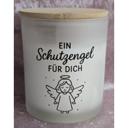 Kerze im Glas mit Deckel " Ein Schutzengel für Dich" weiss