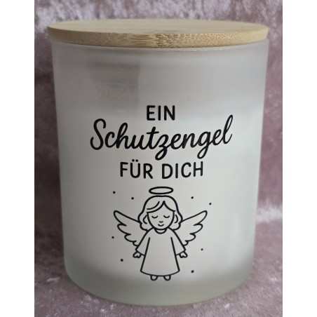 Kerze im Glas mit Deckel " Ein Schutzengel für Dich" weiss