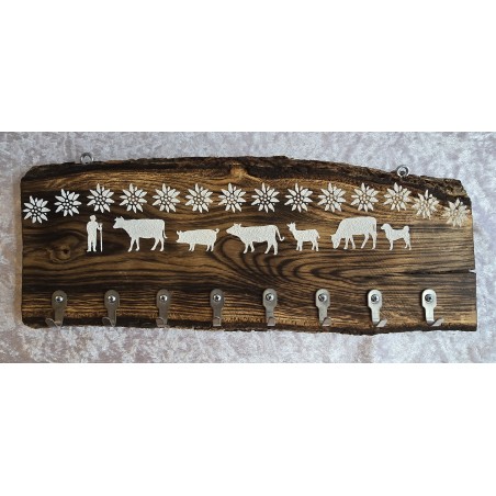 Schlüsselgarderobe geflammt Edelweiss/Tiere