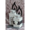Teelicht mit Flamme 2er Set "Warte nicht...." schwarz/weiss