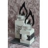 Teelicht mit Flamme 2er Set "Träume nicht...." schwarz/weiss