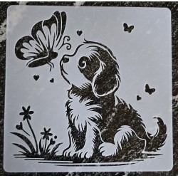 Schablone Hund und Schmetterling