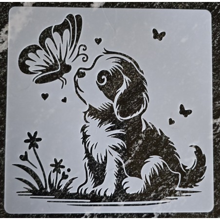 Schablone Hund und Schmetterling