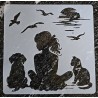 Schablone Frau/Hund/Katze