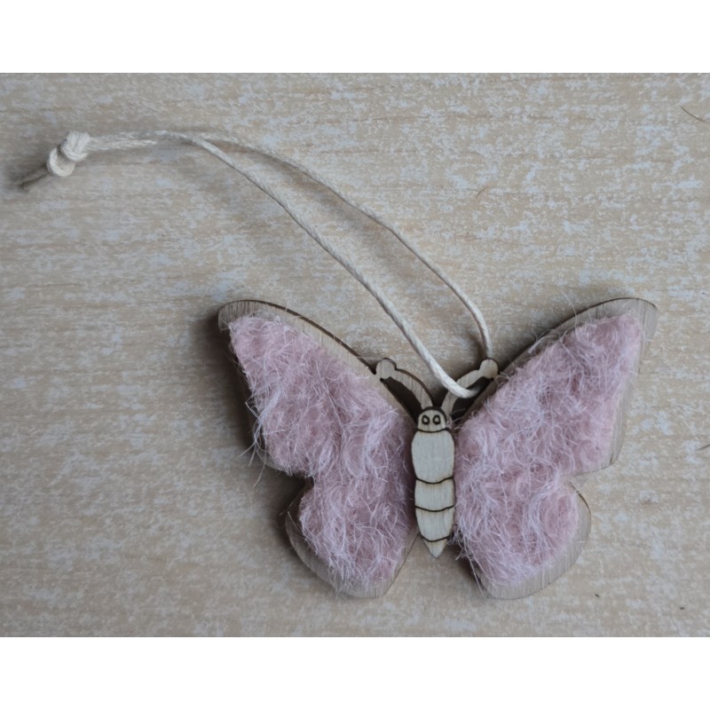 Holz Aufhänger Schmetterling rosa