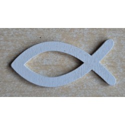 Holz Fisch gross weiss