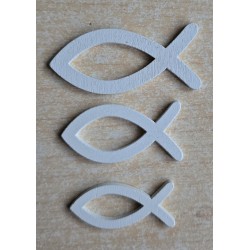 Holz Fisch gross weiss