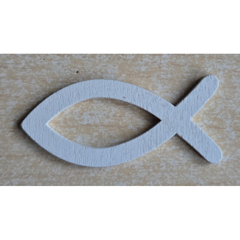 Holz Fisch mittel weiss