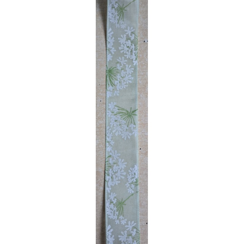 Dekoband Blumen mint/weiss/grün