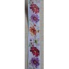 Dekoband weiss mit bunten Blumen
