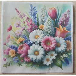 Serviette Margriten und verschiedene Blumen