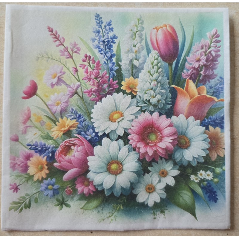 Serviette Margriten und verschiedene Blumen
