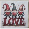 Serviette Drei Wichtel mit Herzen/Love