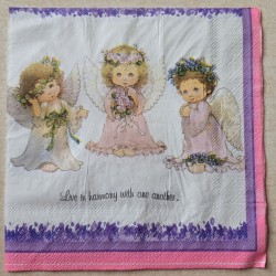 Serviette Drei Engel Mädchen mit Blumen