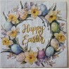Serviette Happy Easter im Eier/Blumen Kranz