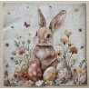 Serviette Kaninchen mit Ostereiern beige-orange