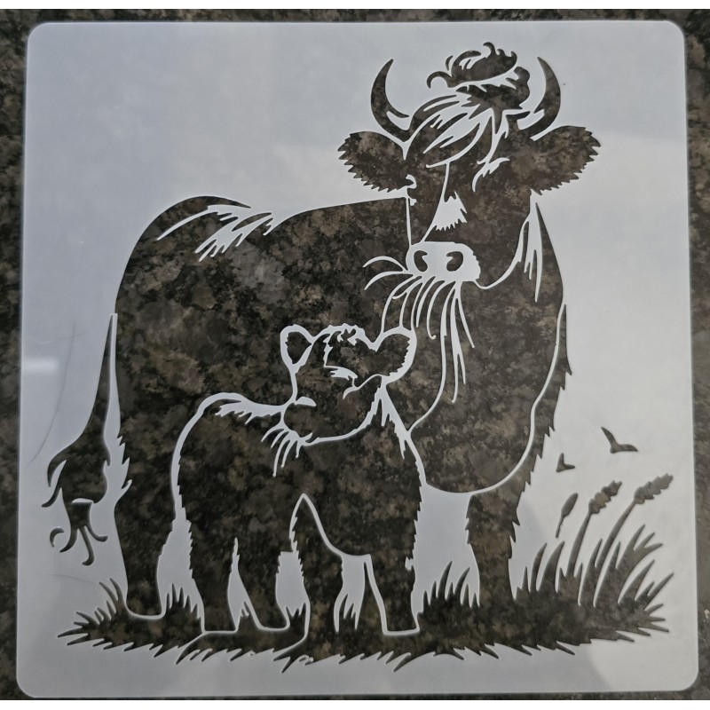 Schablone Kuh mit Kalb