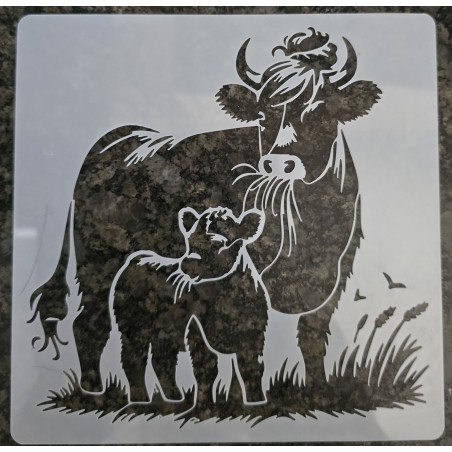 Schablone Kuh mit Kalb