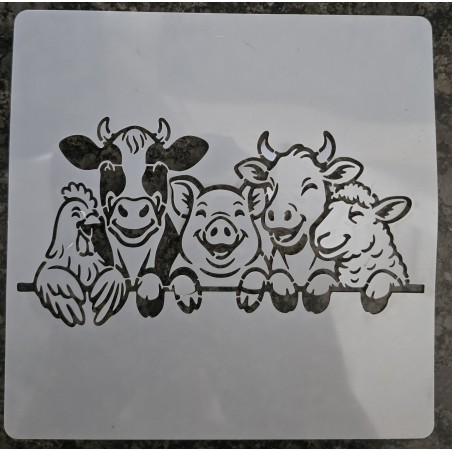Schablone Fünf lustige Bauernhoftiere