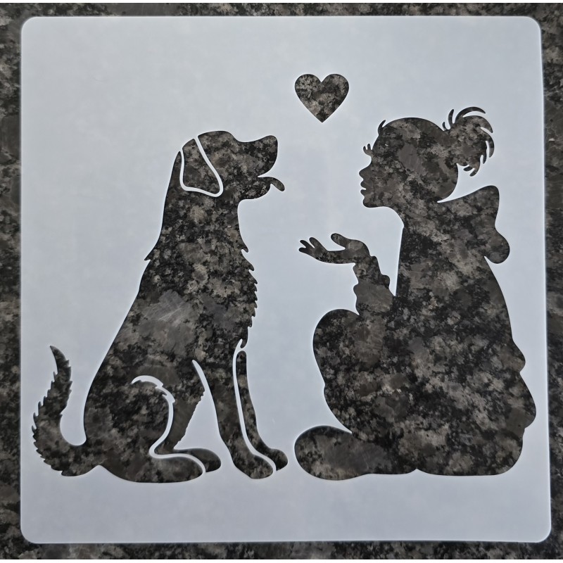 Schablone Frau/Hund/Herz