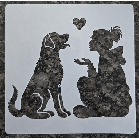 Schablone Frau/Hund/Herz