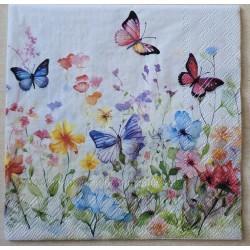 Serviette Schmetterlinge/Blumen