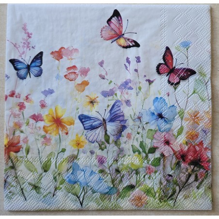 Serviette Schmetterlinge/Blumen