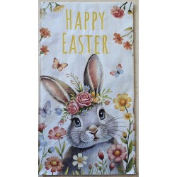 Serviette Osterhase/Blumen/Happy Easter