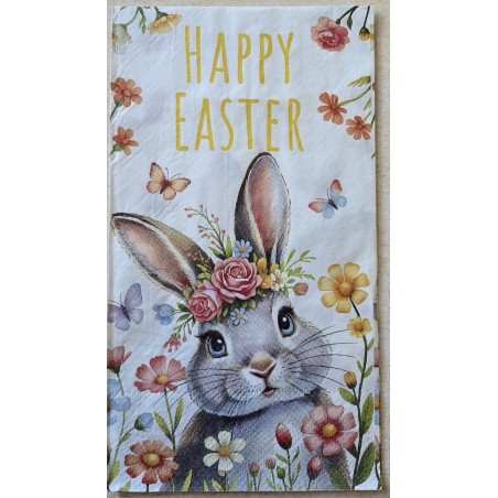 Serviette Osterhase/Blumen/Happy Easter