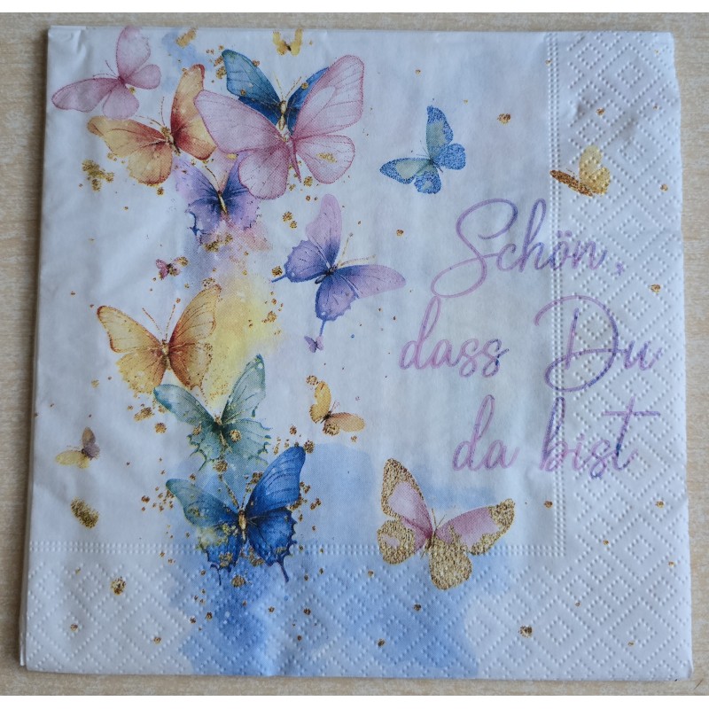 Serviette  Schmetterlinge/Schön dass Du da bist00üü