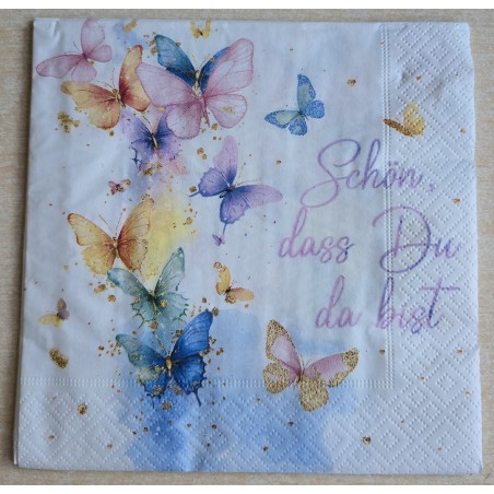 Serviette  Schmetterlinge/Schön dass Du da bist00üü