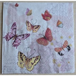 Serviette Bunte Schmetterlinge/rosa