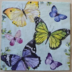 Serviette Schmetterlinge grün/gelb/violett